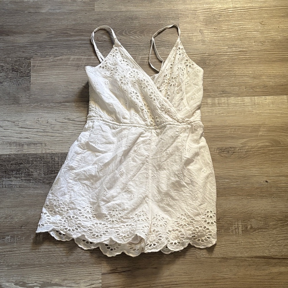 Japna White Eyelet Lace Romper